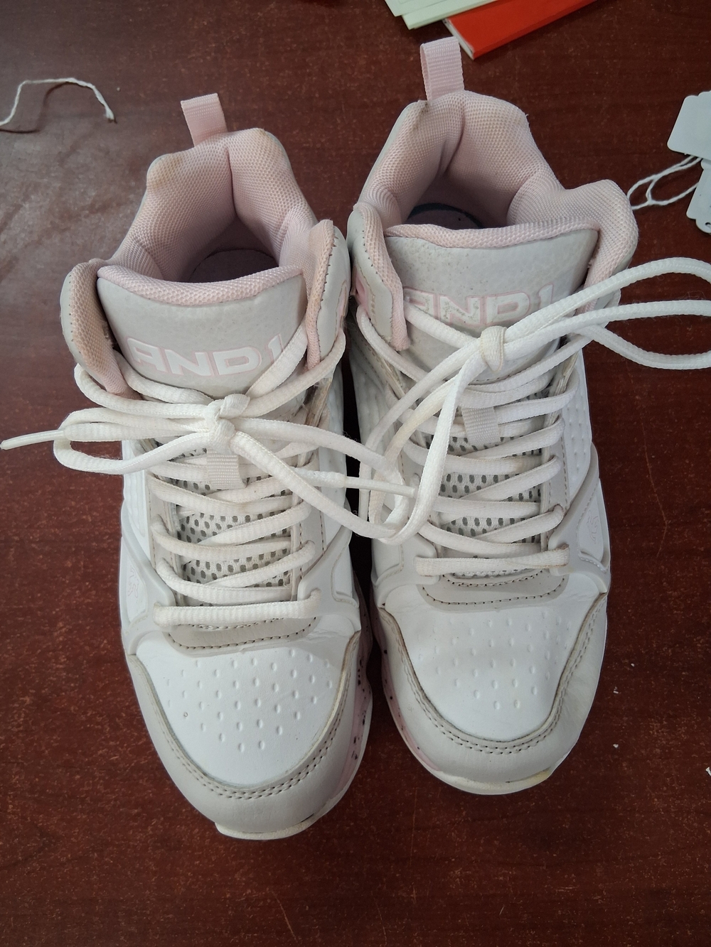 Kids High-Top Sneakers in White and Light Pink